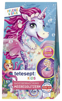 Sie sehen eine Packung tetesept Kids BÜ Meeresglitzern 1ST, Produktbild: 02 tetesept Kids BÜ Meeresglitzern 1ST, A-Nr.: 6007061 - 02