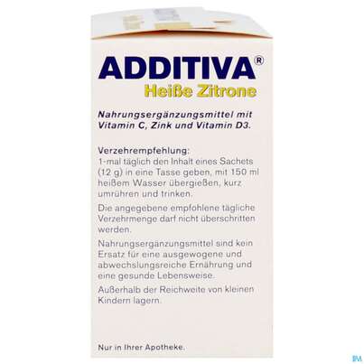 Sie sehen eine Packung Additiva Pulver Heisse Zitrone 10012 10st, Produktbild: 10 Additiva Pulver Heisse Zitrone 10012 10st, A-Nr.: 5810086 - 10