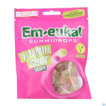 Sie sehen eine Packung Em-eukal Gummidrops Vitamin Shot Sauer Vegan 90g, Produktbild: 01 Em-eukal Gummidrops Vitamin Shot Sauer Vegan 90g, A-Nr.: 5899554 - 01