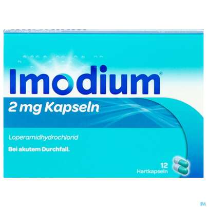 Sie sehen eine Packung Imodium Kapseln 2mg 12st, Produktbild: 02 Imodium Kapseln 2mg 12st, A-Nr.: 5510740 - 02