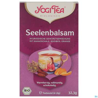 Sie sehen eine Packung Yogi Tea Bio Seelenbalsam 17st, Produktbild: 01 Yogi Tea Bio Seelenbalsam 17st, A-Nr.: 5750119 - 01