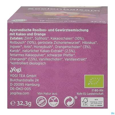 Sie sehen eine Packung Yogi Tea Bio Seelenbalsam 17st, Produktbild: 06 Yogi Tea Bio Seelenbalsam 17st, A-Nr.: 5750119 - 06