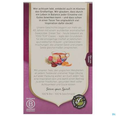 Sie sehen eine Packung Yogi Tea Bio Seelenbalsam 17st, Produktbild: 09 Yogi Tea Bio Seelenbalsam 17st, A-Nr.: 5750119 - 09