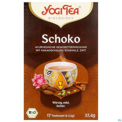 Sie sehen eine Packung Yogi Tea Bio Schoko 37,4g 17st, Produktbild: 01 Yogi Tea Bio Schoko 37,4g 17st, A-Nr.: 5749783 - 01