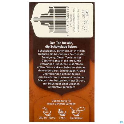 Sie sehen eine Packung Yogi Tea Bio Schoko 37,4g 17st, Produktbild: 09 Yogi Tea Bio Schoko 37,4g 17st, A-Nr.: 5749783 - 09
