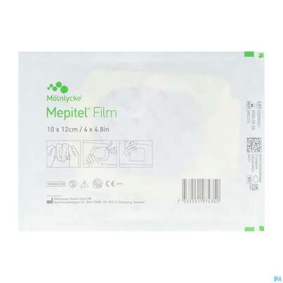Sie sehen eine Packung Wundverband Mepitel Film Silikonfolienverband 10x 12cm 1st, Produktbild: 01 Wundverband Mepitel Film Silikonfolienverband 10x 12cm 1st, A-Nr.: 4042030 - 01
