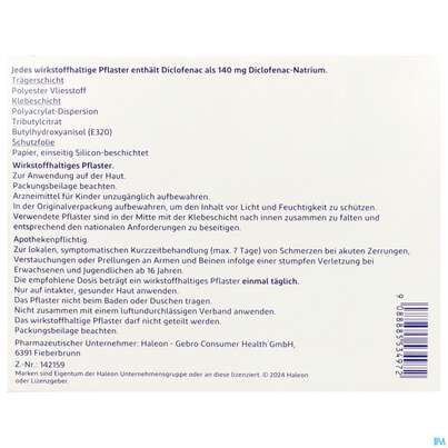 Voltadol 24h Schmerzpflaster Wirkstoffhaltig 140mg 5st, A-Nr.: 5534976 - 03