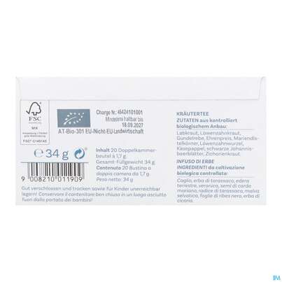 Sie sehen eine Packung Sonnenmoor Bio/tee Im Filterbeutel Leberliebchen 34g, Produktbild: 04 Sonnenmoor Bio/tee Im Filterbeutel Leberliebchen 34g, A-Nr.: 5934285 - 04