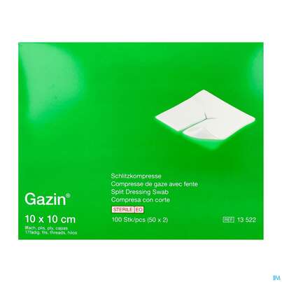 Schlitzkompressen Gazin 17faedig Steril 8fach 10x 10cm 50x2 100st, A-Nr.: 2404411 - 05