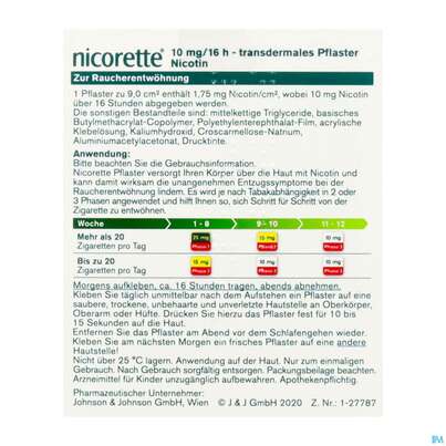 Nicorette Transdermales Pflaster 10mg/16h 14st, A-Nr.: 3537410 - 04