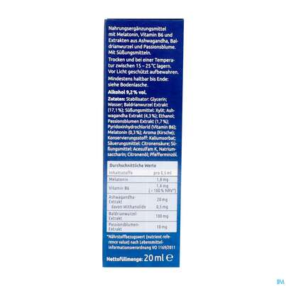 Sie sehen eine Packung Melatonin Einschlaf/tropfen Intensiv Dr.theiss 20ml, Produktbild: 08 Melatonin Einschlaf/tropfen Intensiv Dr.theiss 20ml, A-Nr.: 5911551 - 08
