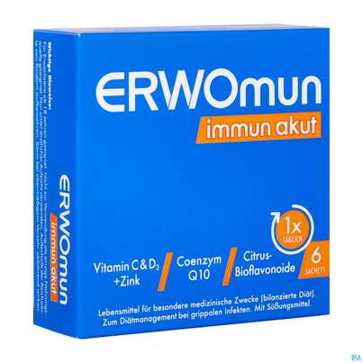 Sie sehen eine Packung Immun Akut Pulver Erwomun Sachet 6st, Produktbild: 02 Immun Akut Pulver Erwomun Sachet 6st, A-Nr.: 5941925 - 02
