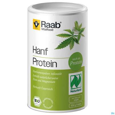 Sie sehen eine Packung Hanf Protein Pulver Bio Raab 500g, Produktbild: 01 Hanf Protein Pulver Bio Raab 500g, A-Nr.: 5871283 - 01