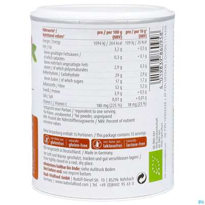 Sie sehen eine Packung Hagebutten Pulver Bio Raab 150g, Produktbild: 01 Hagebutten Pulver Bio Raab 150g, A-Nr.: 5870438 - 01