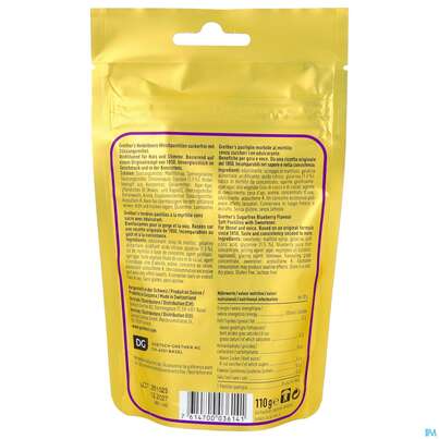Sie sehen eine Packung Grethers Pastillen Zuckerfrei Blueberry Beutel 110g, Produktbild: 04 Grethers Pastillen Zuckerfrei Blueberry Beutel 110g, A-Nr.: 5903675 - 04