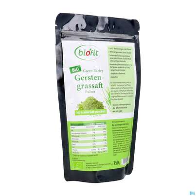 Sie sehen eine Packung Gerstengrass Saft Pulver Bio 100% Rein Rohkostqualitaet Konzentr.inhaltsstoffe 150g, Produktbild: 03 Gerstengrass Saft Pulver Bio 100% Rein Rohkostqualitaet Konzentr.inhaltsstoffe 150g, A-Nr.: 5647083 - 03