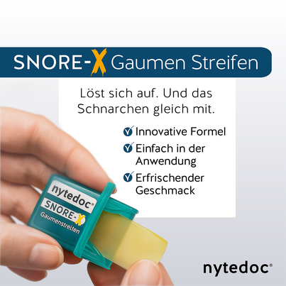 Sie sehen eine Packung nytedoc® SNORE-X® Gaumen-Streifen, Produktbild: 03 nytedoc® SNORE-X® Gaumen-Streifen, A-Nr.: 5928043 - 03