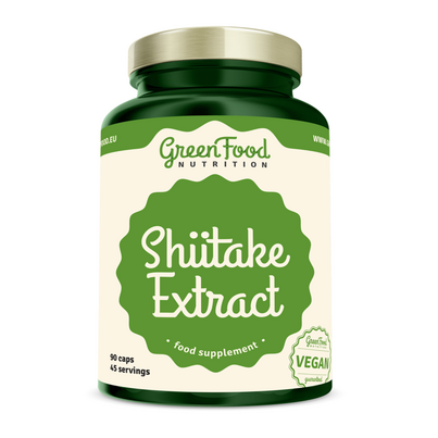Sie sehen eine Packung GreenFood Nutrition Shiitake Extract 120 Kapseln, Produktbild: 01 GreenFood Nutrition Shiitake Extract 120 Kapseln, A-Nr.: 6003910 - 01