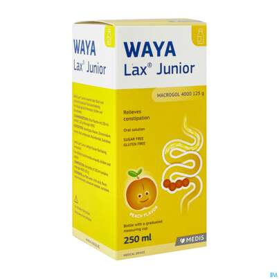Sie sehen eine Packung Waya Lax Junior Flasc 250ml, Produktbild: 02 Waya Lax Junior Flasc 250ml, A-Nr.: 5825165 - 02