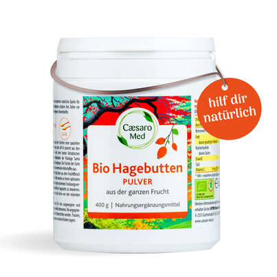Sie sehen eine Packung Hagebuttenpulver Caesaro Med 400 g, Produktbild: 01 Hagebuttenpulver Caesaro Med 400 g, A-Nr.: 3148306 - 01
