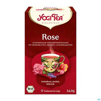 Sie sehen eine Packung Yogi Tea Bio Rose 34g 17st, Produktbild: 02 Yogi Tea Bio Rose 34g 17st, A-Nr.: 5749926 - 02