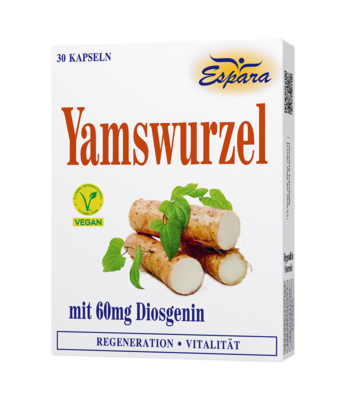 Sie sehen eine Packung Espara Yamswurzel Kapseln, Produktbild: 01 Espara Yamswurzel Kapseln, A-Nr.: 2155959 - 01