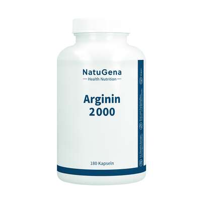 Sie sehen eine Packung NatuGena Arginin 2000 Kapseln, Produktbild: 01 NatuGena Arginin 2000 Kapseln, A-Nr.: 5404357 - 01