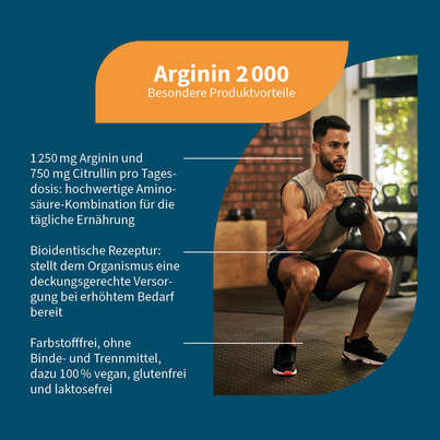 Sie sehen eine Packung NatuGena Arginin 2000 Kapseln, Produktbild: 02 NatuGena Arginin 2000 Kapseln, A-Nr.: 5404357 - 02