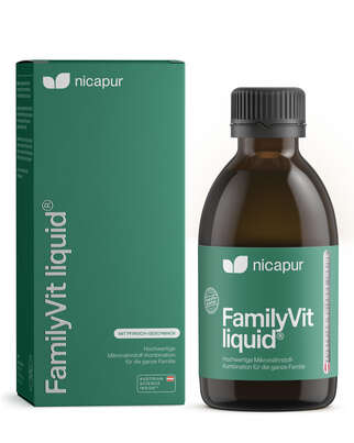 Sie sehen eine Packung nicapur FamilyVit liquid®, Produktbild: 01 nicapur FamilyVit liquid®, A-Nr.: 4909061 - 01