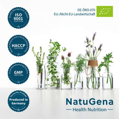 Sie sehen eine Packung NatuGena Bio-Aroniabeeren Kapseln, Produktbild: 05 NatuGena Bio-Aroniabeeren Kapseln, A-Nr.: 5989760 - 05