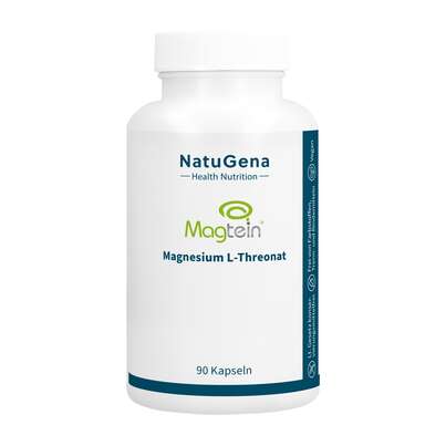 Sie sehen eine Packung NatuGena Magtein® Kapseln, Produktbild: 01 NatuGena Magtein® Kapseln, A-Nr.: 6011855 - 01
