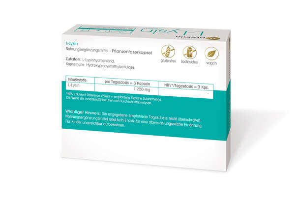Sie sehen eine Packung Apremia L-Lysin Kapseln, Produktbild: 02 Apremia L-Lysin Kapseln, A-Nr.: 5286248 - 02