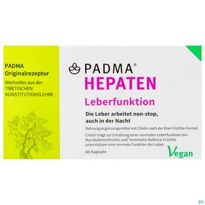 Sie sehen eine Packung Padma Kapseln Hepaten Entgiftung 60st, Produktbild: 01 Padma Kapseln Hepaten Entgiftung 60st, A-Nr.: 5381254 - 01