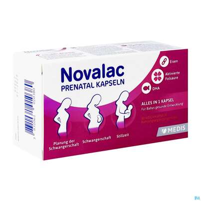 Sie sehen eine Packung Novalac Kapseln Prenatal Neu 30st, Produktbild: 02 Novalac Kapseln Prenatal Neu 30st, A-Nr.: 5308926 - 02
