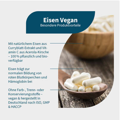 Sie sehen eine Packung NatuGena Eisen Vegan Kapseln, Produktbild: 02 NatuGena Eisen Vegan Kapseln, A-Nr.: 5178228 - 02