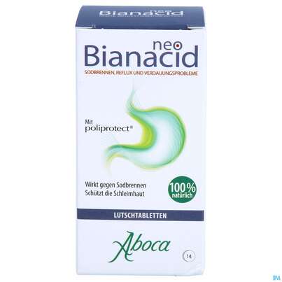 Sie sehen eine Packung Aboca Neobianacid Tabl Uebersaeuerung +reflux Ab 6 Jahren 14st, Produktbild: 01 Aboca Neobianacid Tabl Uebersaeuerung +reflux Ab 6 Jahren 14st, A-Nr.: 5571931 - 01