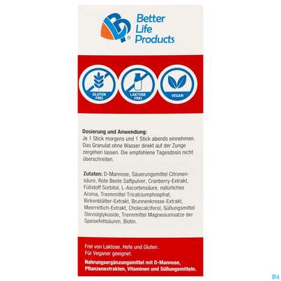 Sie sehen eine Packung D-mannose Sticks/1500mg +cranberry +vit C+birkenblaett150mg +brunnenkresse 150mg 30st, Produktbild: 09 D-mannose Sticks/1500mg +cranberry +vit C+birkenblaett150mg +brunnenkresse 150mg 30st, A-Nr.: 5904829 - 09