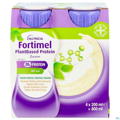 Fortimel/plantbased/protein 200ml Flasche Ananas-kokos 4st, A-Nr.: 5919601 - 01