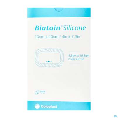 Sie sehen eine Packung Schaumverband Biatain/steril Silikonhaftrand 10x20cm 3400 5st, Produktbild: 01 Schaumverband Biatain/steril Silikonhaftrand 10x20cm 3400 5st, A-Nr.: 4494921 - 01