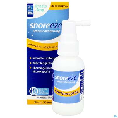 Sie sehen eine Packung Snoreeze Rachenspray -ebvertrieb 23,5ml, Produktbild: 11 Snoreeze Rachenspray -ebvertrieb 23,5ml, A-Nr.: 5670461 - 11