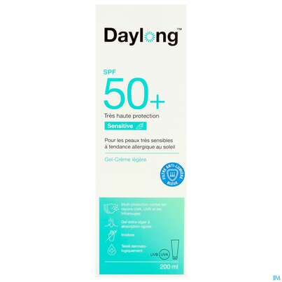 Sie sehen eine Packung Sonnenprodukte Daylong/sensitive Gel-creme Spf50+ 200ml, Produktbild: 04 Sonnenprodukte Daylong/sensitive Gel-creme Spf50+ 200ml, A-Nr.: 5688165 - 04