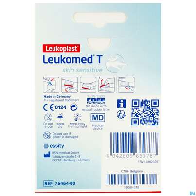 Sie sehen eine Packung Wundverband Leukomed/t Skin Sensitive Folienverband O.auflage Steril 5x7,2 Cm 5st, Produktbild: 04 Wundverband Leukomed/t Skin Sensitive Folienverband O.auflage Steril 5x7,2 Cm 5st, A-Nr.: 5267653 - 04