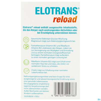 Sie sehen eine Packung Elotrans Reload Pulver Apfel-geschmack Beute 15st, Produktbild: 04 Elotrans Reload Pulver Apfel-geschmack Beute 15st, A-Nr.: 5972943 - 04