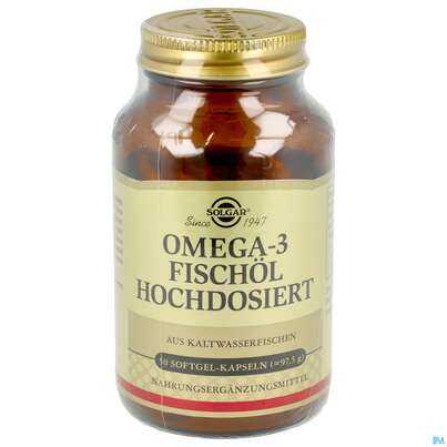 Sie sehen eine Packung Omega -3 Kapseln Hochdosiert Solgar 12557 50st, Produktbild: 02 Omega -3 Kapseln Hochdosiert Solgar 12557 50st, A-Nr.: 5790461 - 02