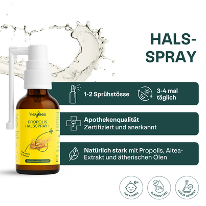 Sie sehen eine Packung Propolis Halsspray+, Produktbild: 04 Propolis Halsspray+, A-Nr.: 6022698 - 04