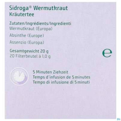 Sie sehen eine Packung Sidroga Tee Wermutkraut 20st, Produktbild: 09 Sidroga Tee Wermutkraut 20st, A-Nr.: 5733606 - 09