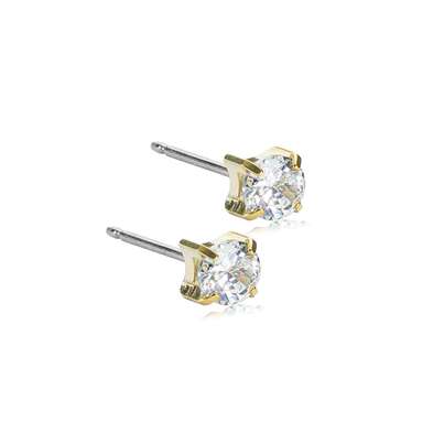 Sie sehen eine Packung Blomdahl Ohrstecker Tiffany Gold Titan white 4mm, Produktbild: 01 Blomdahl Ohrstecker Tiffany Gold Titan white 4mm, A-Nr.: 6020251 - 01