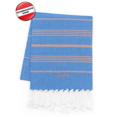 Sie sehen eine Packung LeStoff Hamamtuch Blue-Orange, Produktbild: 02 LeStoff Hamamtuch Blue-Orange, A-Nr.: 5839776 - 02
