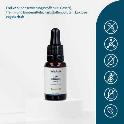 Sie sehen eine Packung NatuGena LipoVitamine 1000 Tropfen, Produktbild: 03 NatuGena LipoVitamine 1000 Tropfen, A-Nr.: 5404280 - 03
