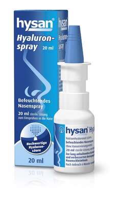 Sie sehen eine Packung hysan® Hyaluronspray, Produktbild: 01 hysan® Hyaluronspray, A-Nr.: 5786749 - 01